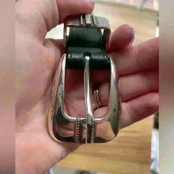 Brighton Onyx Two-Tone Leather Belt Size 44 Golf Theme - Picture 1 of 8